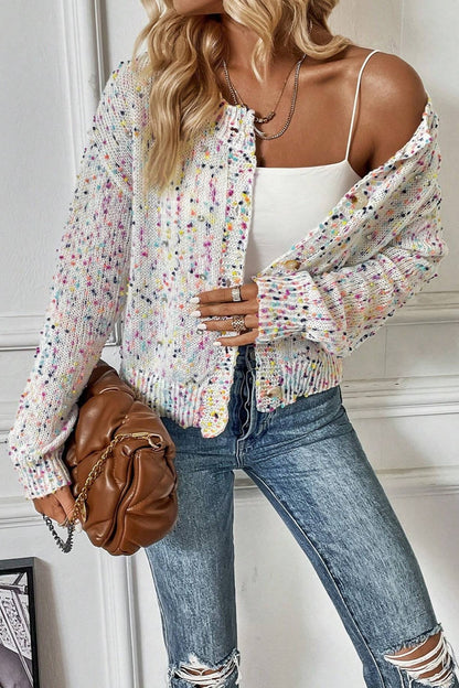 Confetti Button-Up Long-Sleeve Cardigan