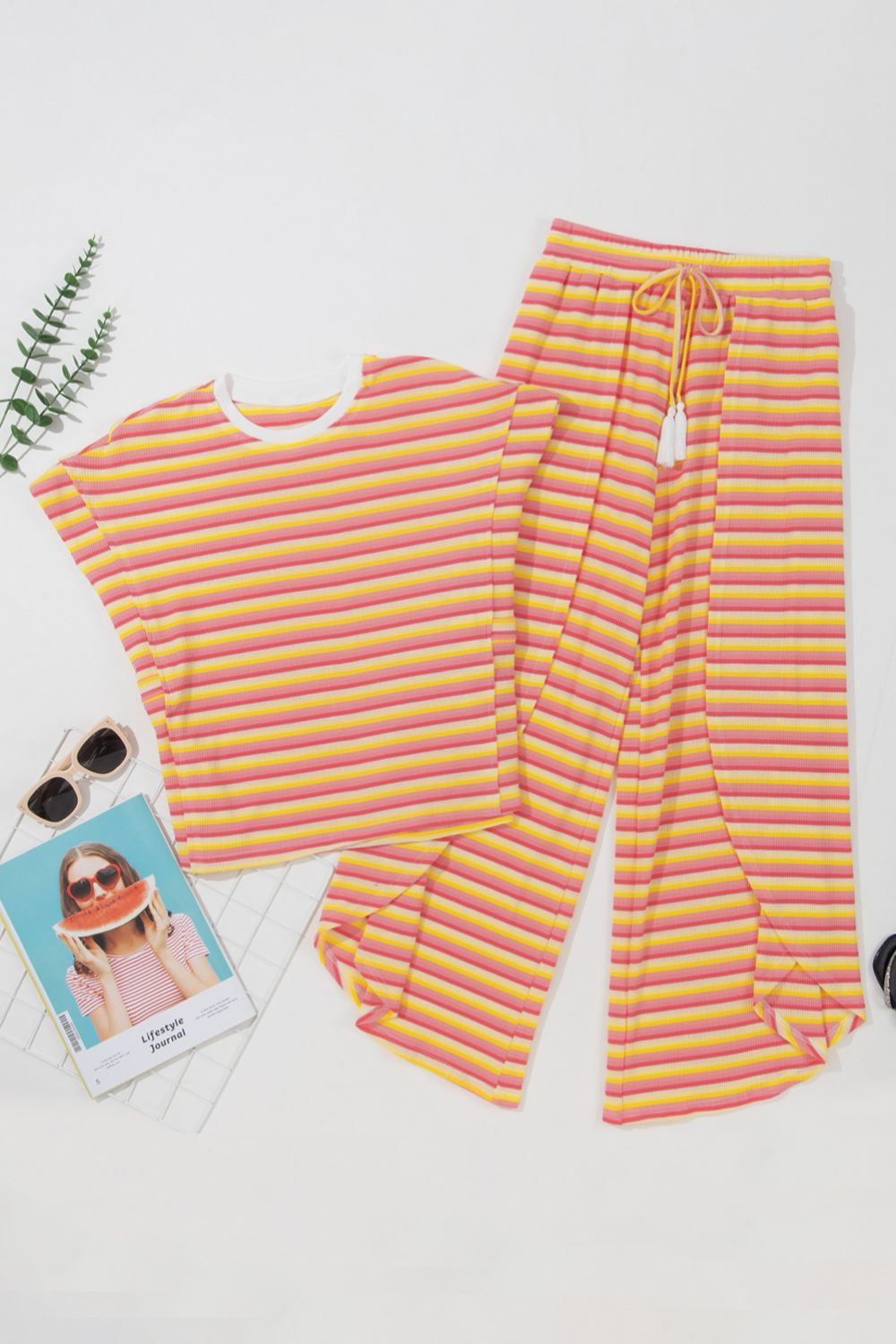 Striped Two-Piece Outfit - Stylish & Comfortable Matching Set
