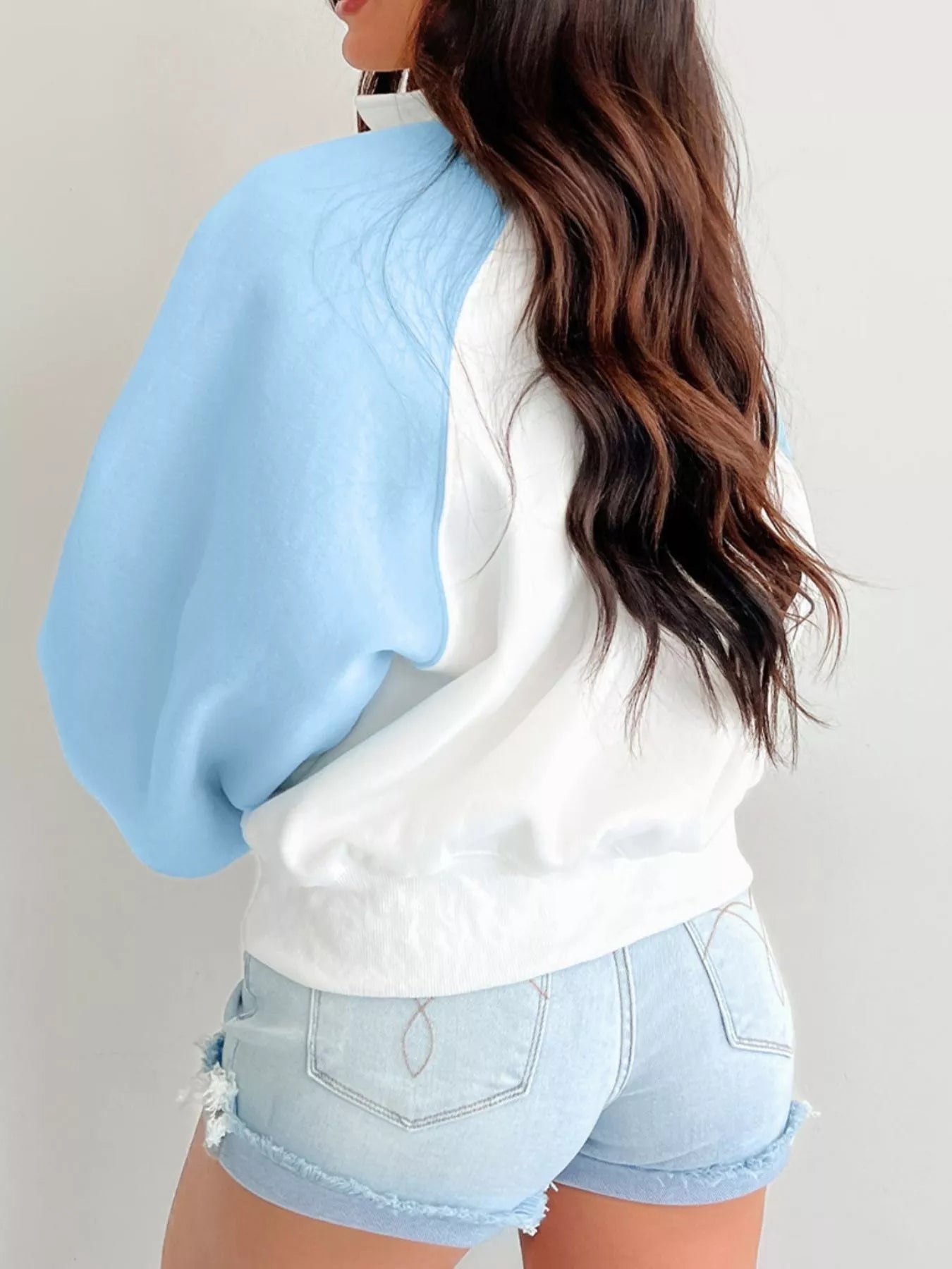 Color Block Snap Button Front Sweatshirt