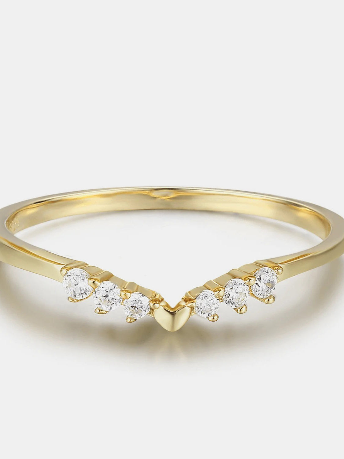 Sterling Silver Zircon Ring with 18K Gold-Plated Finish Gold