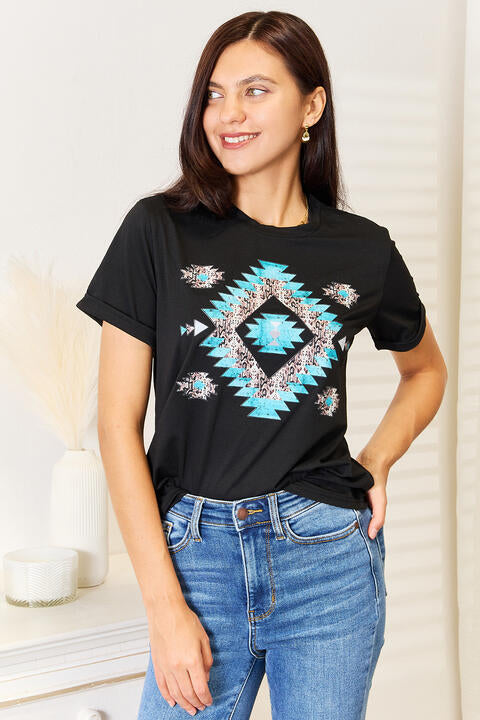 Simply Love Graphic Short Sleeve T-Shirt Black