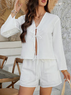Devine Double Tied V-Neck Top & Shorts Set - Chic & Breathable
