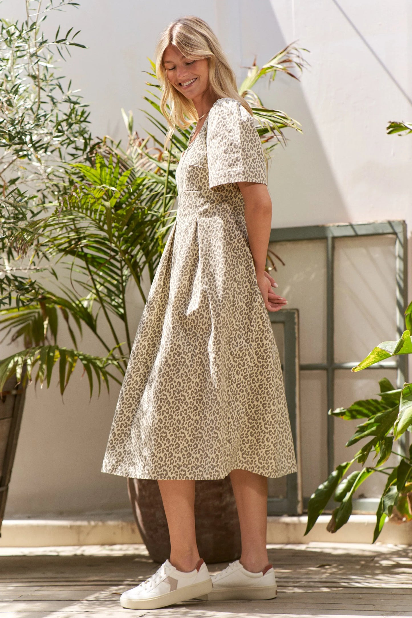 Jade By Jane Bell Sleeve Leopard Print Midi Dress