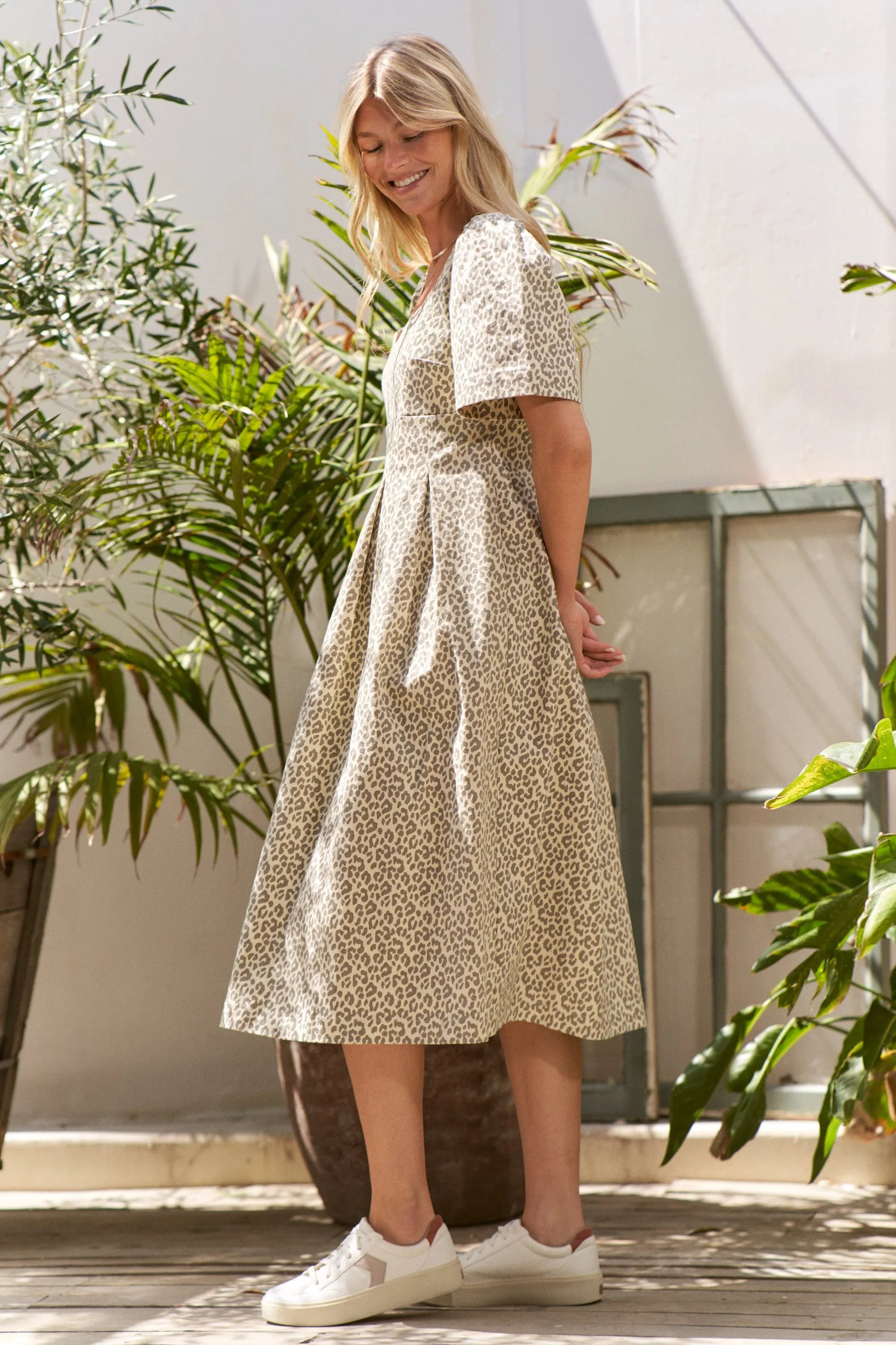 Jade By Jane Bell Sleeve Leopard Print Midi Dress