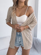 Openwork Open Front Half Sleeve Cardigan – Elegant & Lightweight