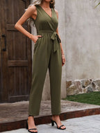 Surplice Tie-Waist Sleeveless Jumpsuit - Chic & Comfortable