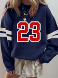 Number 23 Graphic Sweatshirt with Sporty Side Stripes Dark Navy