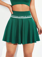 Ruched High Waist Mini Active Skirt - Sporty & Stylish Dark Green