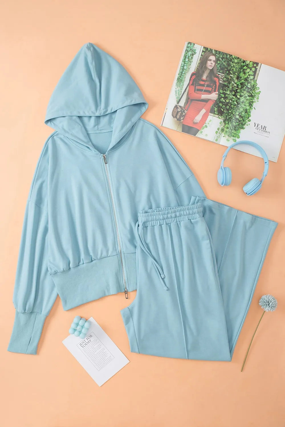 Two-Piece Zip-Up Hoodie and Jogger Pants Activewear Set