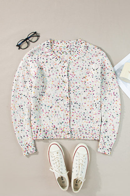 Confetti Button-Up Long-Sleeve Cardigan