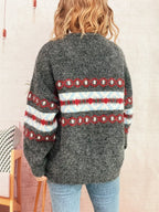 Contrast Color Round Neck Drop Shoulder Sweater