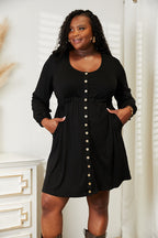 Double Take Scoop Neck Empire Waist Magic Dress - Full Size