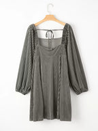 Velvet Tie-Back Square Neck Babydoll Mini Dress