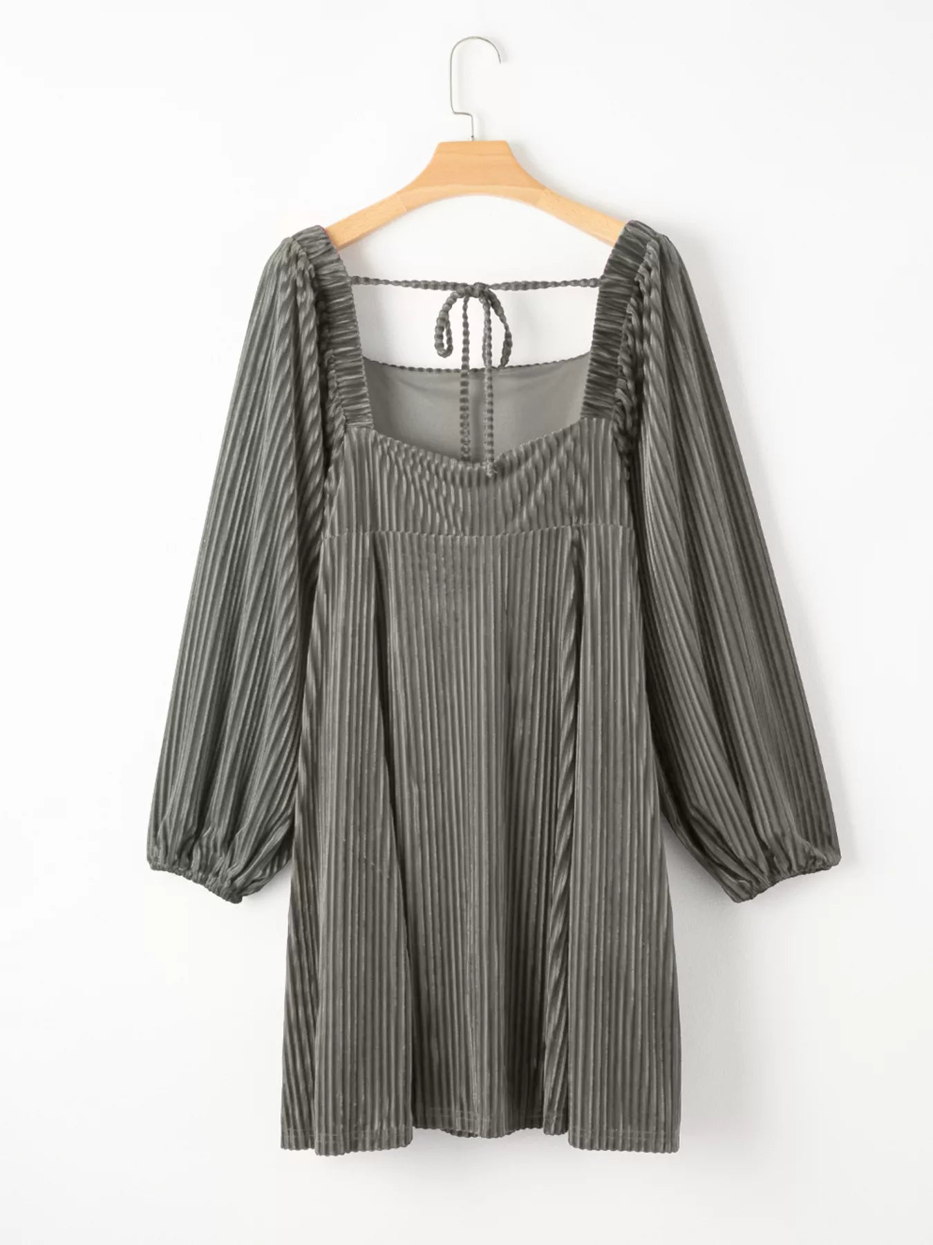 Velvet Tie-Back Square Neck Babydoll Mini Dress