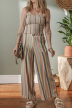 Striped Cami & Wide-Leg Pants Set - Luxe Co-ord
