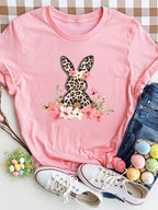 Rabbit Round Neck T-Shirt - Cute & Casual Print Tee