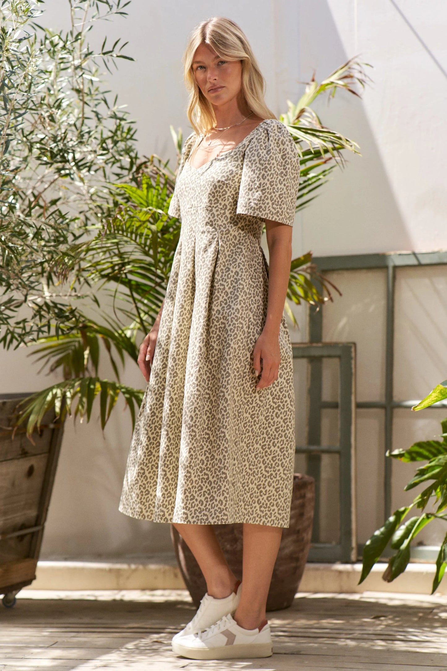 Jade By Jane Bell Sleeve Leopard Print Midi Dress