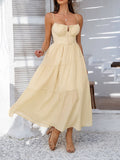 Devine Smocked Tiered Maxi Dress - Elegant & Flowy Pastel Yellow