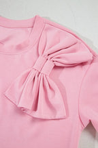 Comfortable Bow Round Neck Short Sleeve T-Shirt