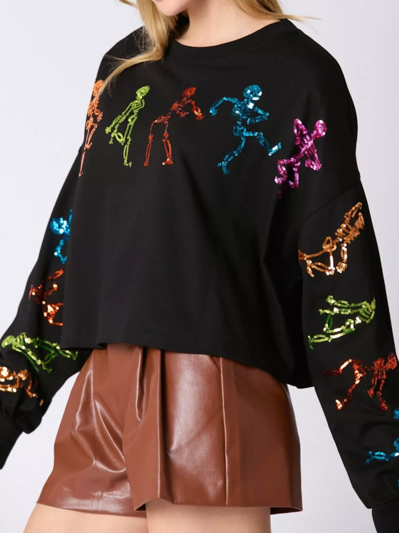 Sparkling Halloween Skeleton Sequin Sweatshirt