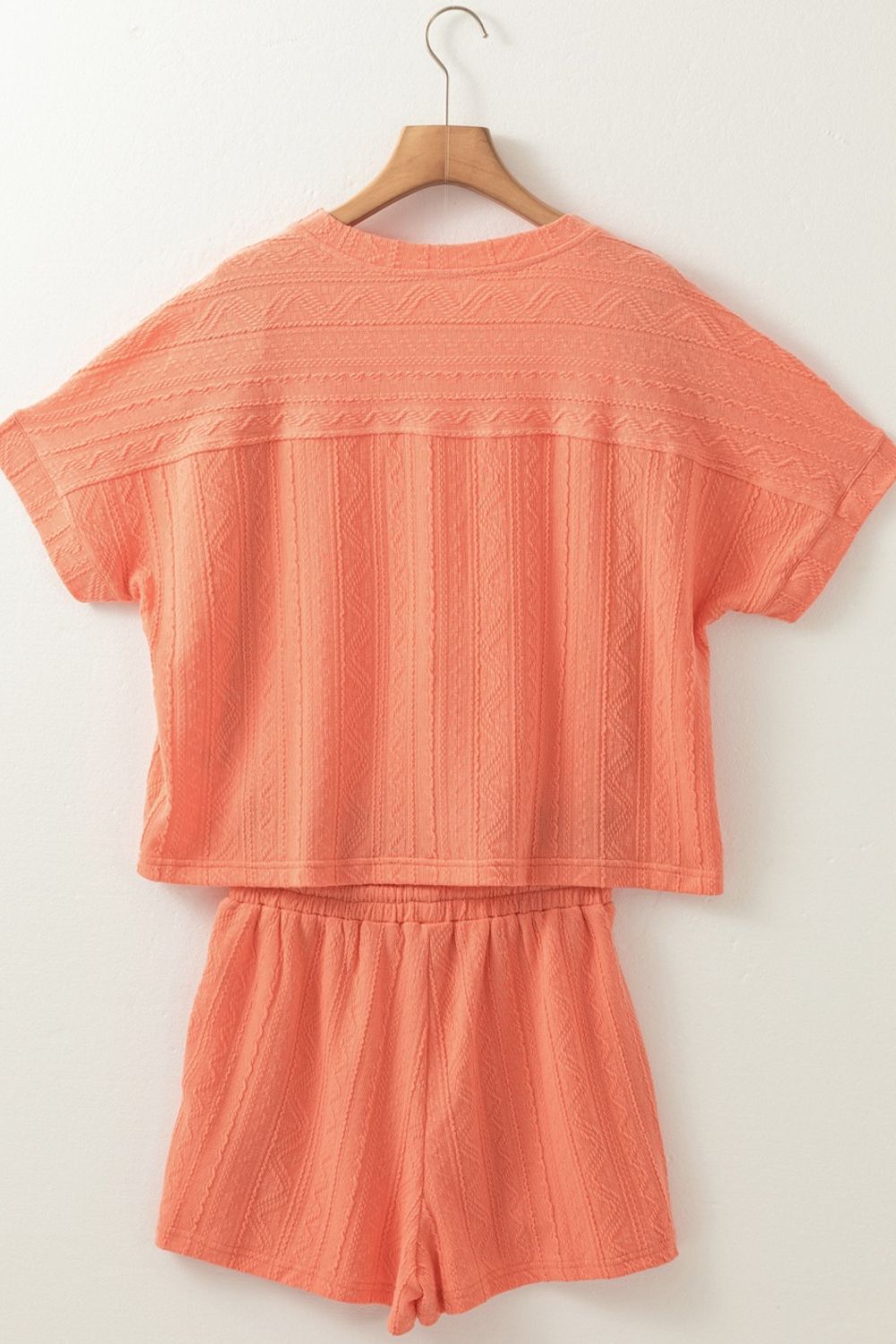 Textured Short Sleeve Top and Shorts Set - Stylish & Comfy