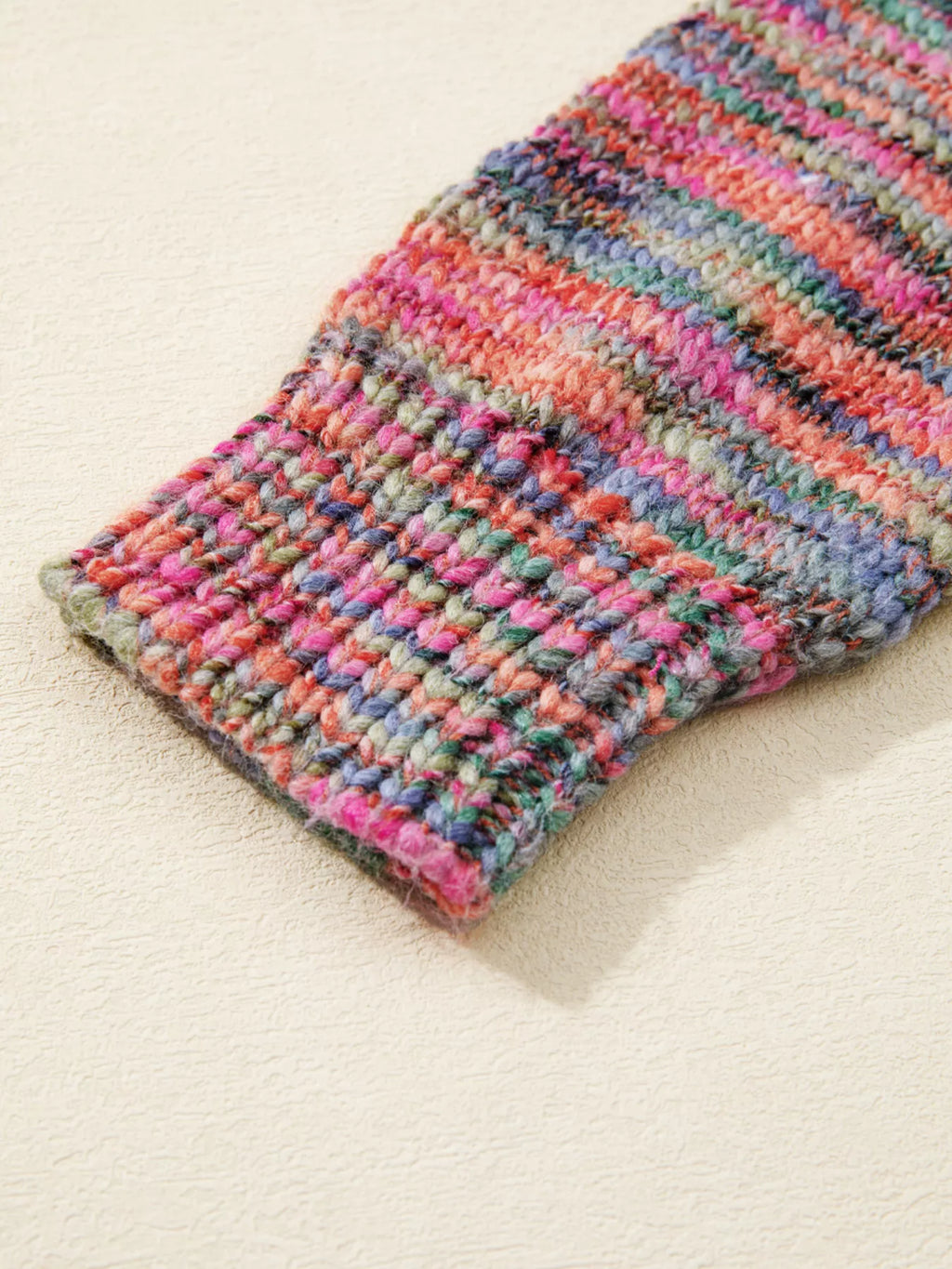 Space Dye Yarn Knit Crew Neck Sweater