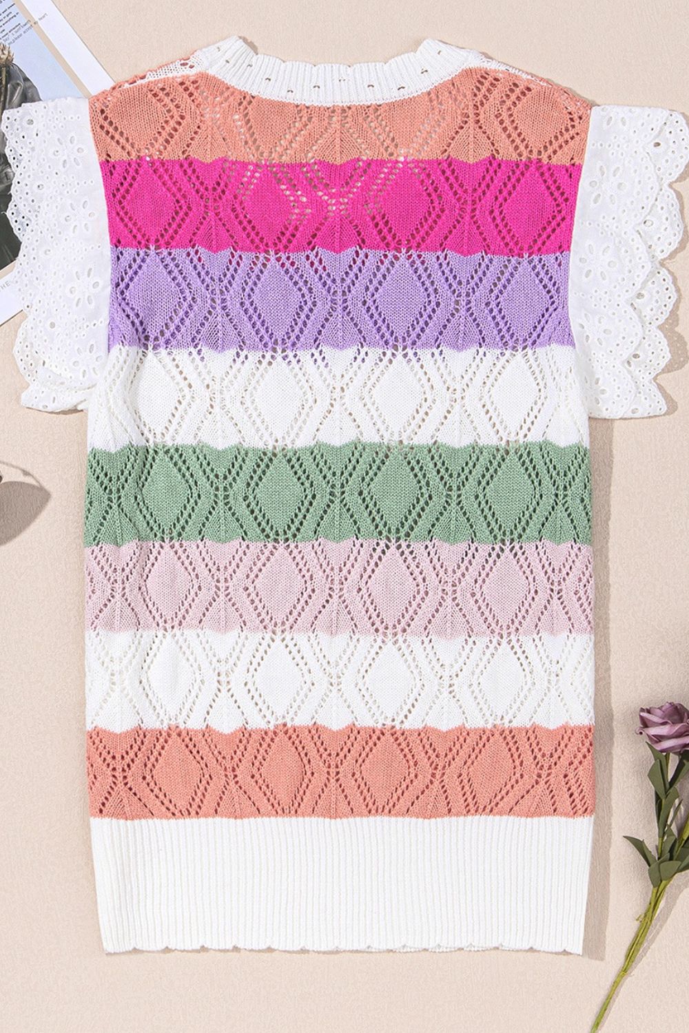 Openwork Cap Sleeve Knit Top - Chic & Breathable