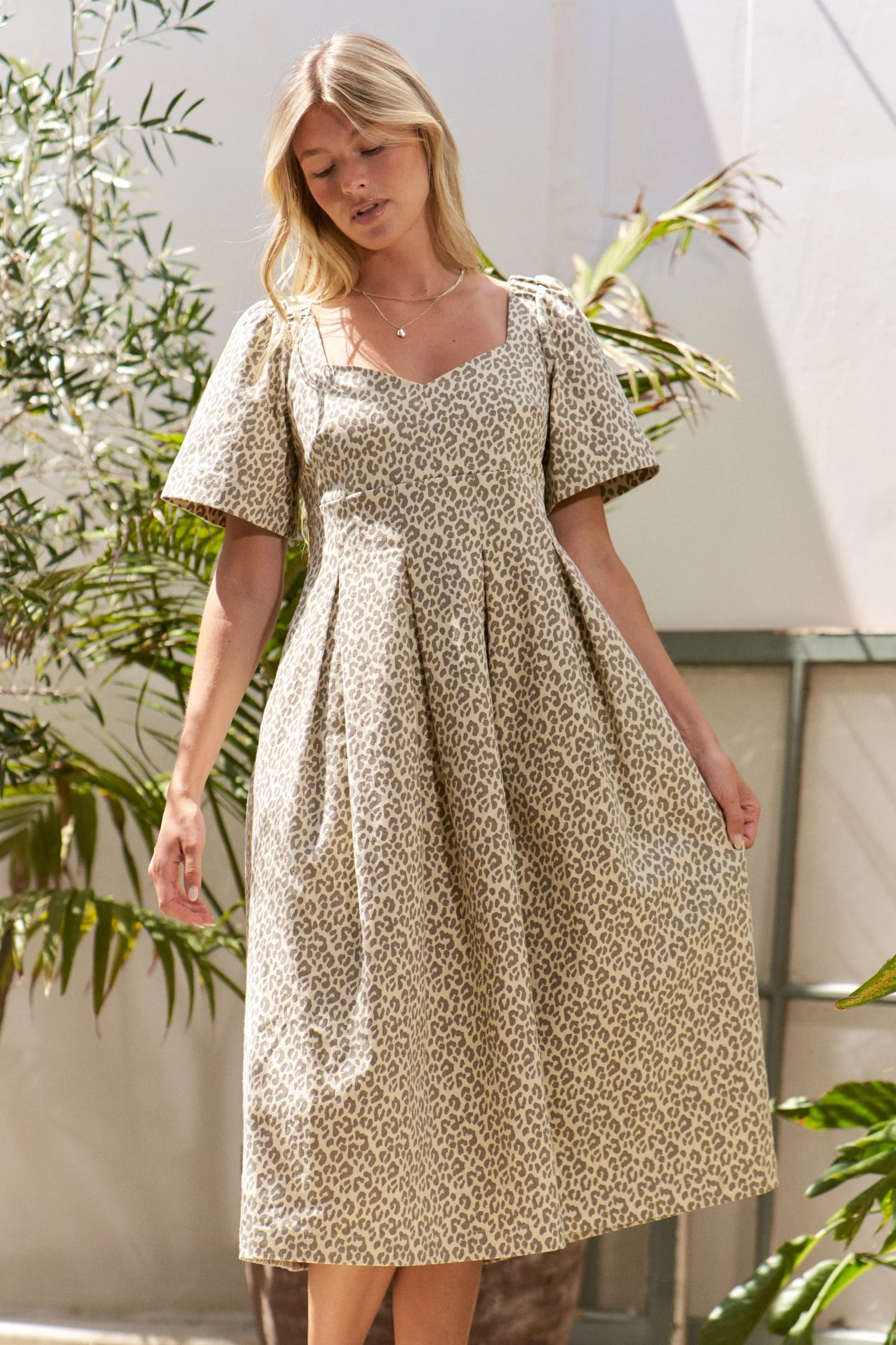 Jade By Jane Bell Sleeve Leopard Print Midi Dress