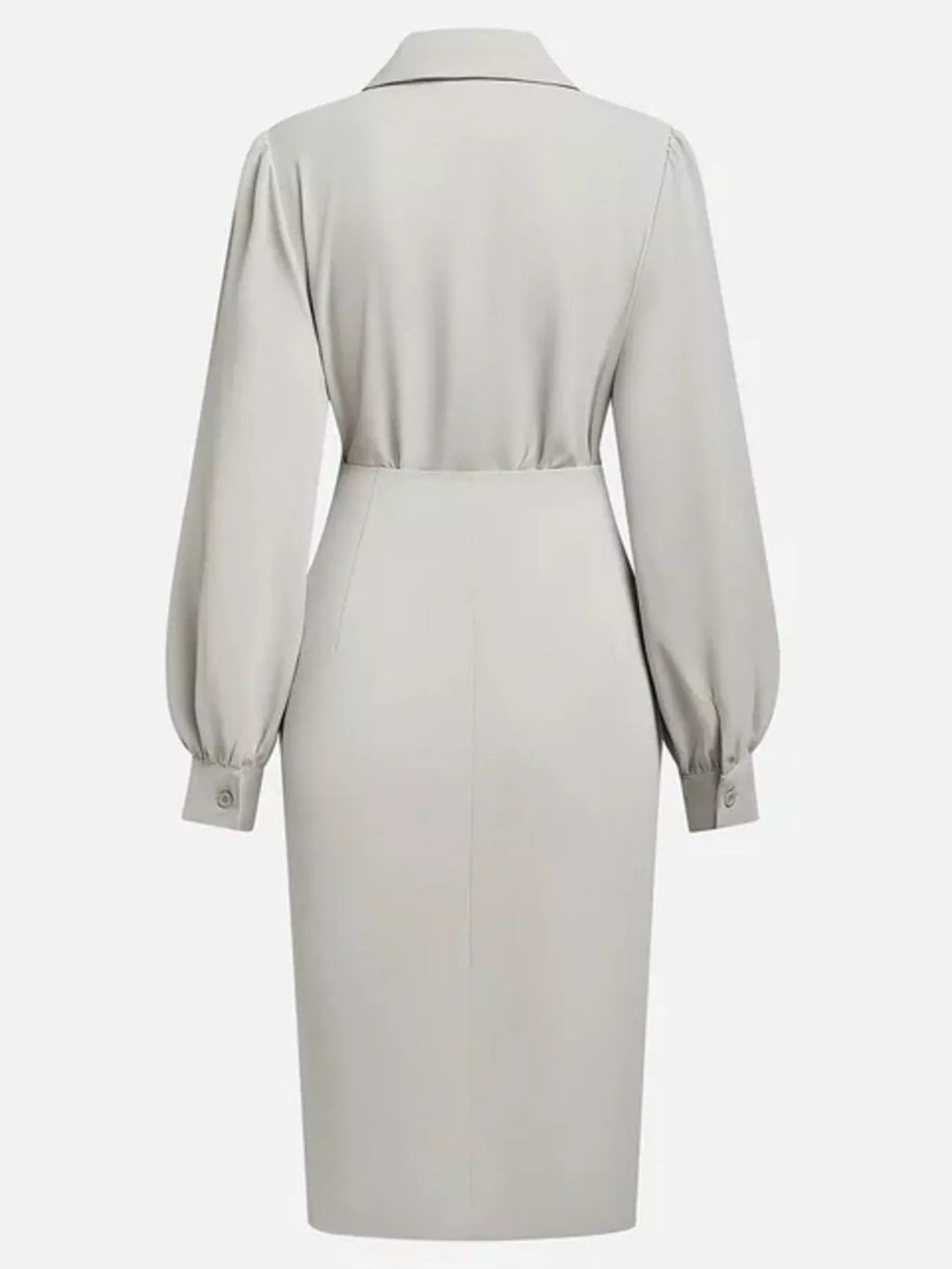 Elegant Ruched Midi Shirt Dress with Chic Side Slit