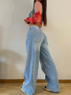 Wide Leg Pocket Jeans - Structured & Stylish