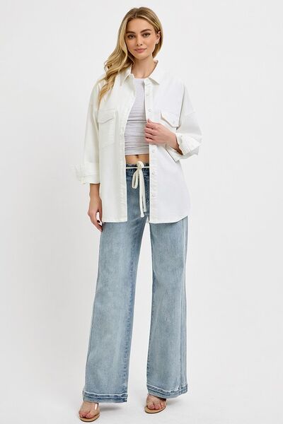 RISEN Full-Size Straight Leg Jeans with Functional Pockets