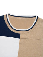 Color Block Crew Neck Sweater with Ribbed Trim