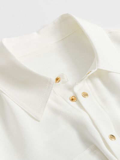 Full Size Snap-Down Collared Neck Short Sleeve Shirt