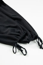 Knotted Straps Button Textured Drawstring Jumpsuit