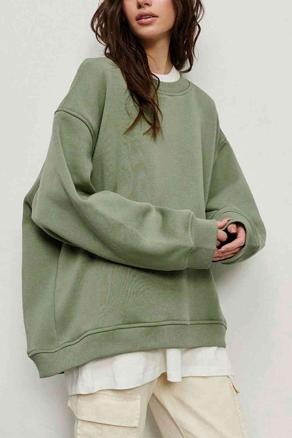 Oversized Round Neck Dropped Shoulder Sweatshirt