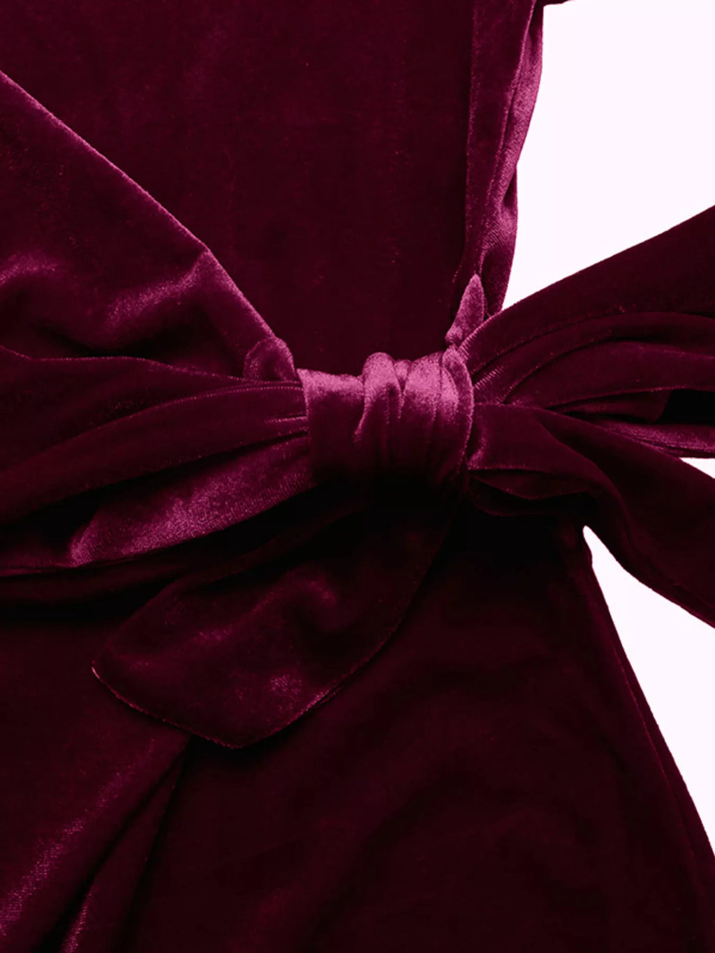 Velvet Side-Tie Slit Long Sleeve Dress