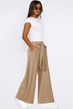 Tied Pocketed Wide-Leg Pants - Chic & Comfortable