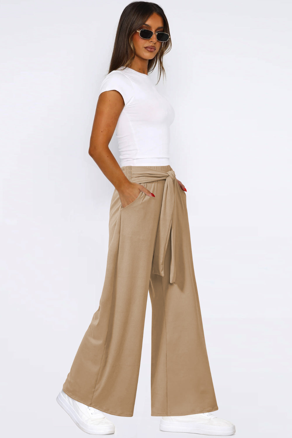 Tied Pocketed Wide-Leg Pants - Chic & Comfortable