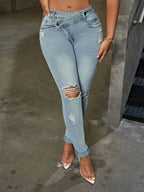 Distressed Skinny Jeans - Urban Fit Style