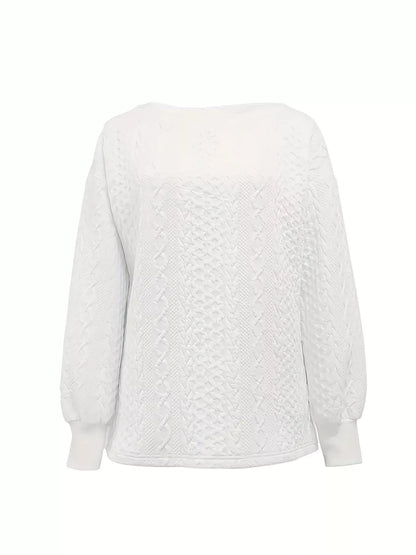 Oversized Cozy Textured Long Sleeve Sweatshirt