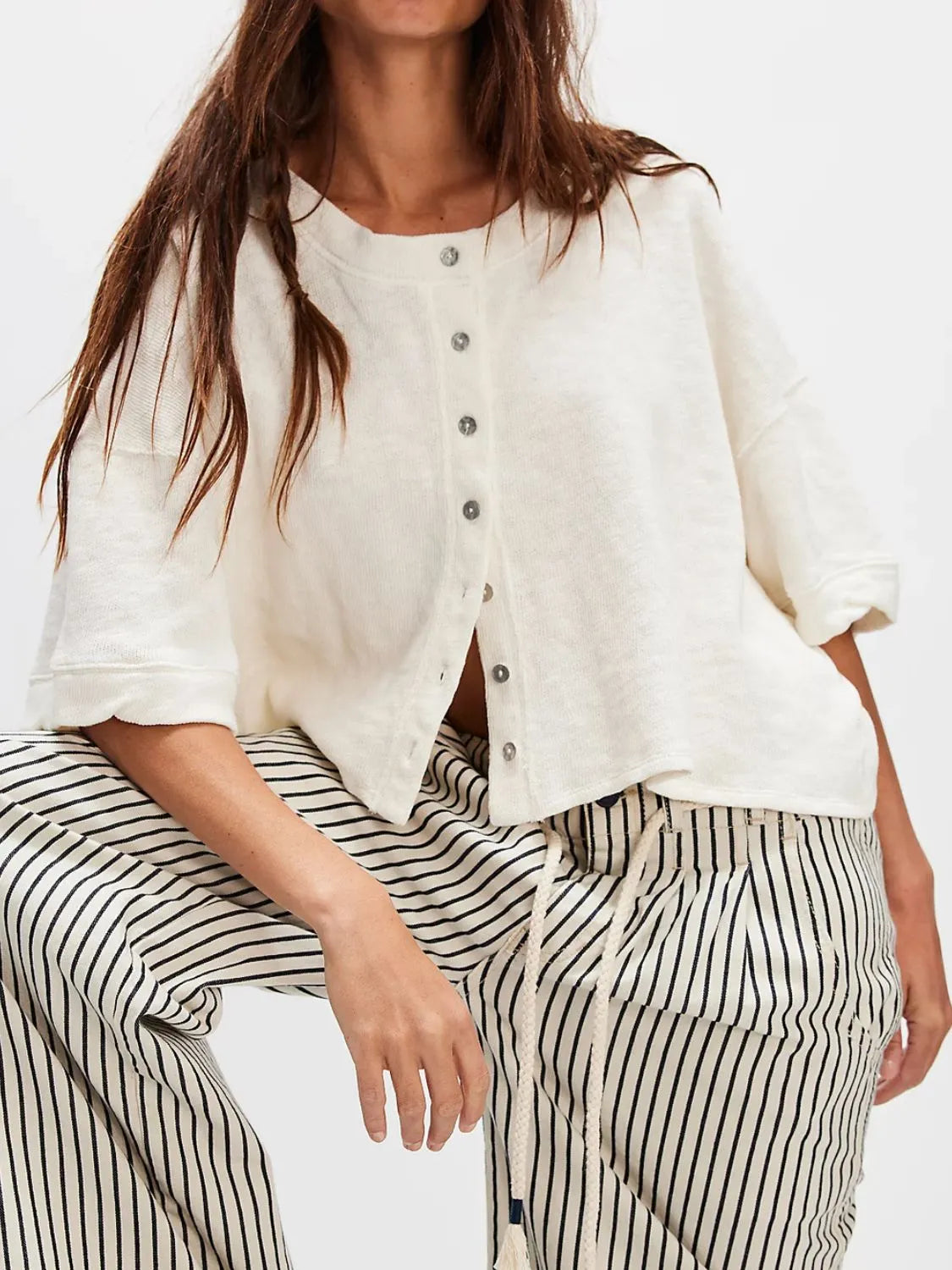 EasyEase Oversized Button-Down Shirt White