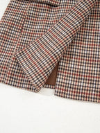 Chic Houndstooth Lapel Collar Blazer – Stylish Buttoned Women’s Outerwear