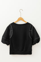 Contrast Stitched Detail Half Sleeve Blouse for Women