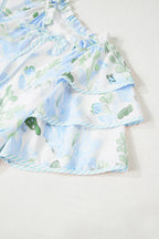 Floral Contrast Edge Mini Dress - Ruffled Short Sleeve Summer Look