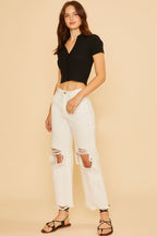 Annie Wear Distressed Raw Hem Denim Jeans
