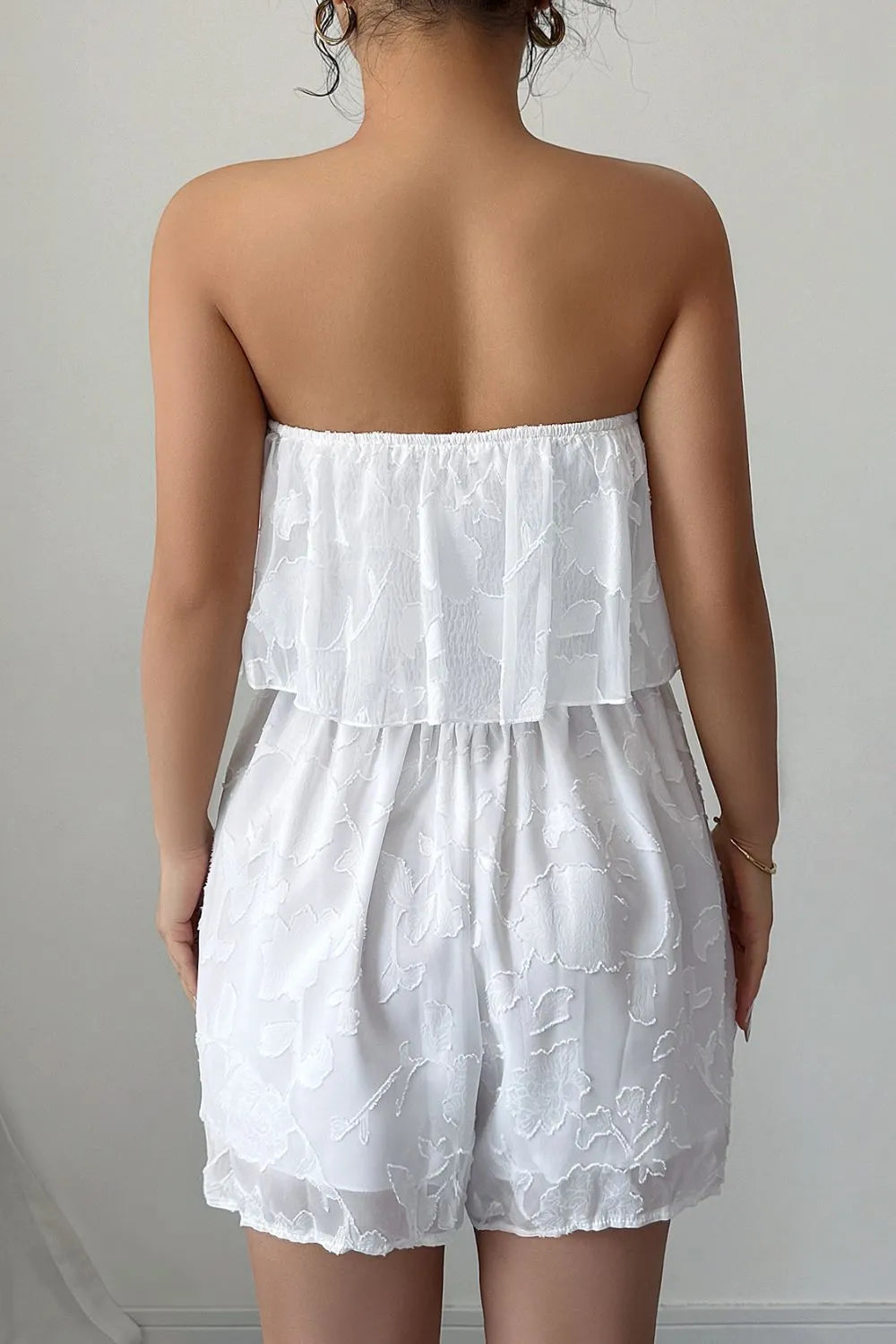 Strapless Ruffle Smocked Waist Romper