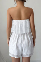 Strapless Ruffle Smocked Waist Romper