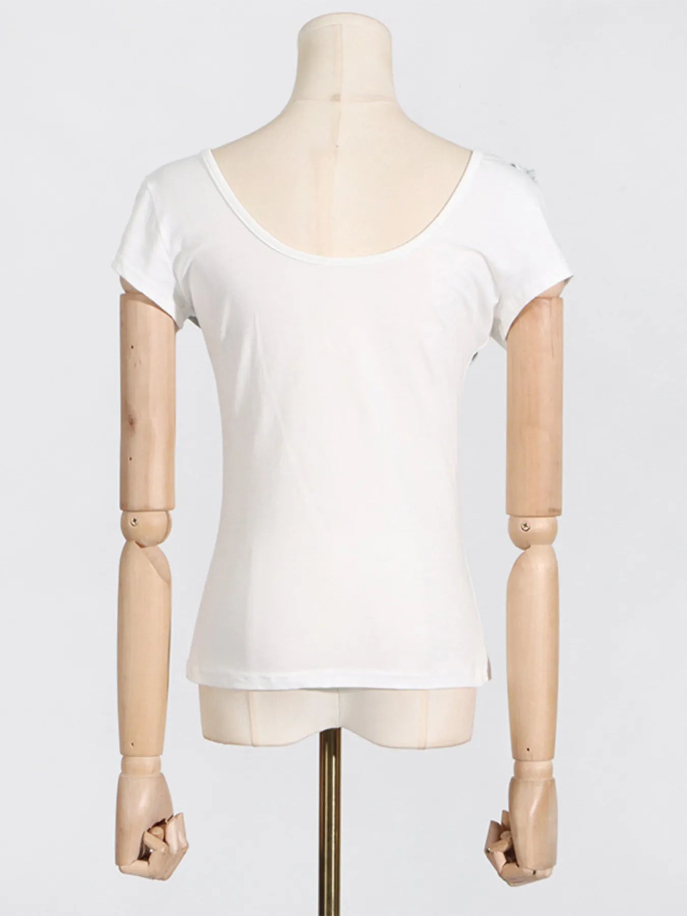Elegant Ruffled Round Neck Short Sleeve Top