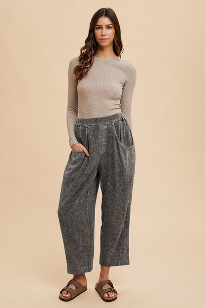 Annie Wear Mineral Washed Elastic Waist Linen Pants