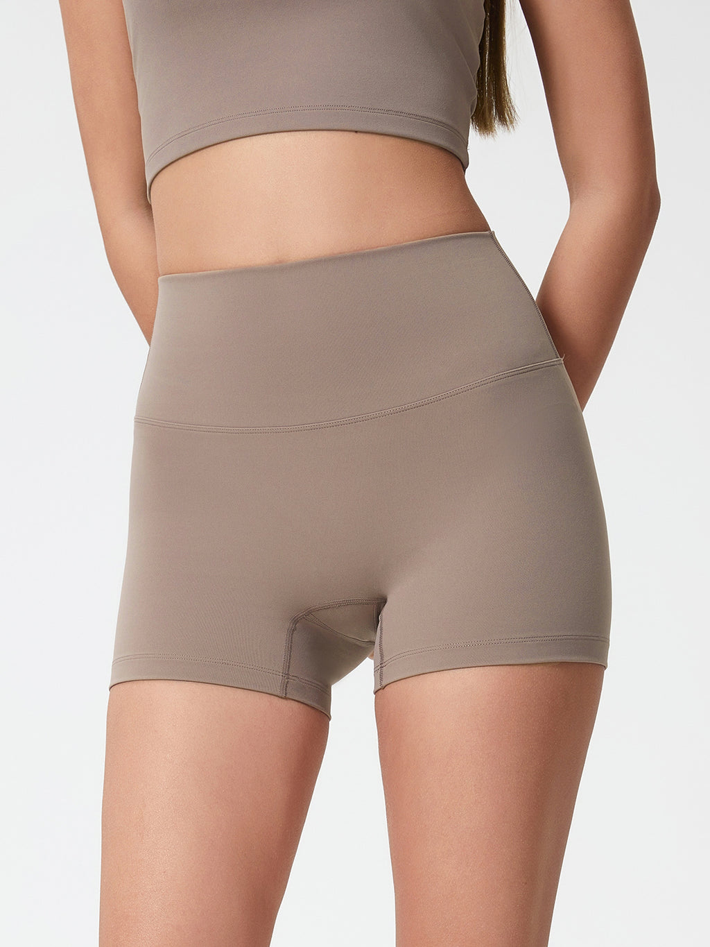 Millennia High Waist Active Shorts - Stretch & Comfort Mocha